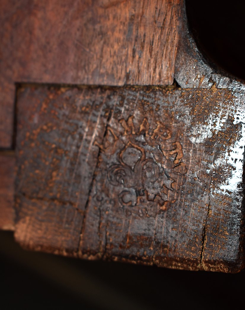 Curved Secretary, Rosewood Veneer And Marquetry, Stamped Secretary Of Louis XV Style-photo-5