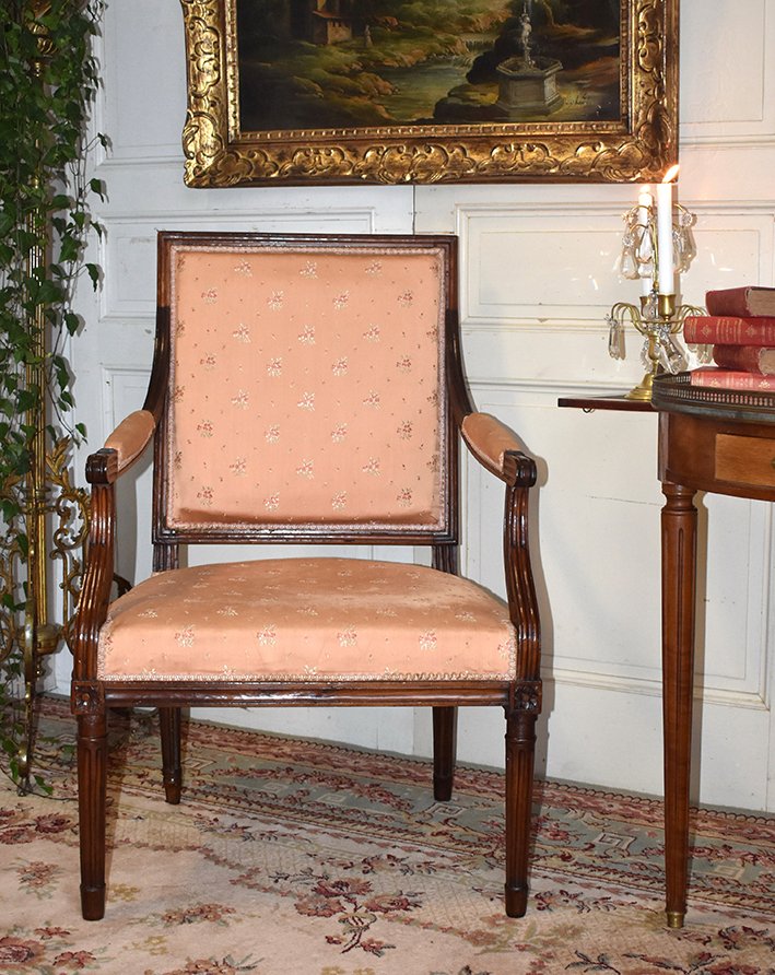 Louis XVI Armchair With Flat Back, Said To The Queen, Eighteenth Time.-photo-2