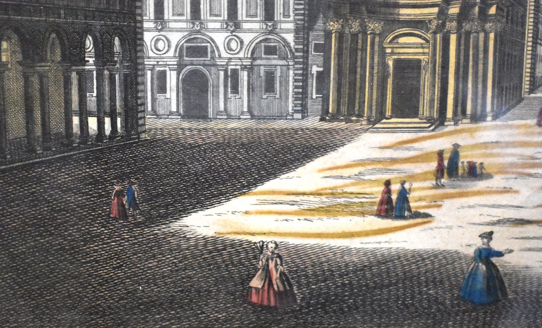Vue d'Optique De La Place Saint Charles Et La Porte Neuve à Turin. Gravure XVIIIème.-photo-4