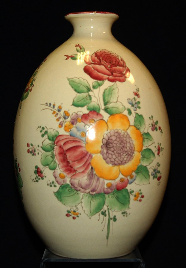 Alfred Renoleau Angoulème ( 1854-1930 ) . Vase En Faïence à Décor De Fleurs.-photo-1