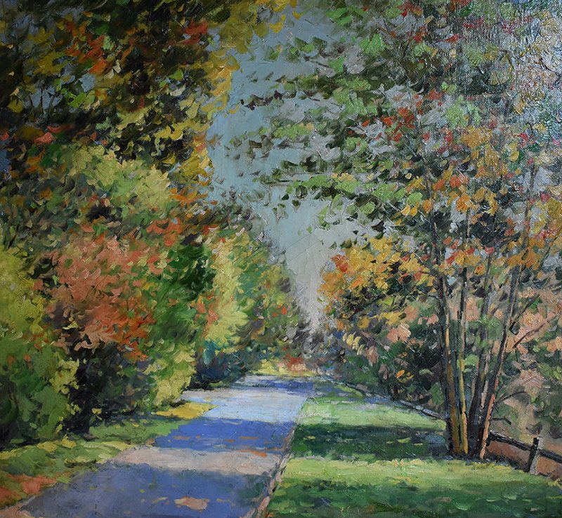Landscape Painting Country Road, Painting Signed J. Wilder.-photo-1