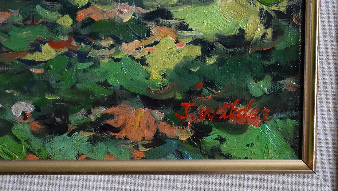 Tableau Paysage Chemin De Campagne, Peinture encadrée  Signée J. Wilder.-photo-5