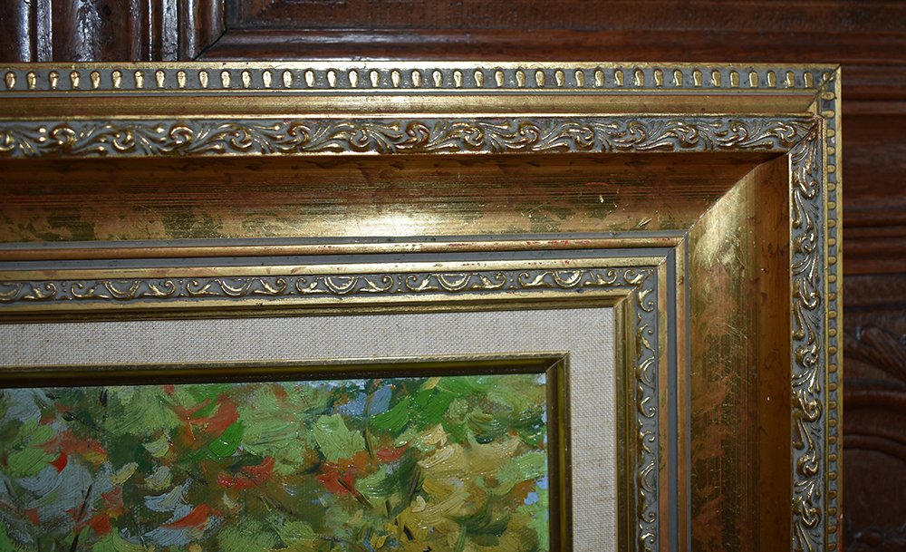 Tableau Paysage Chemin De Campagne, Peinture encadrée  Signée J. Wilder.-photo-6