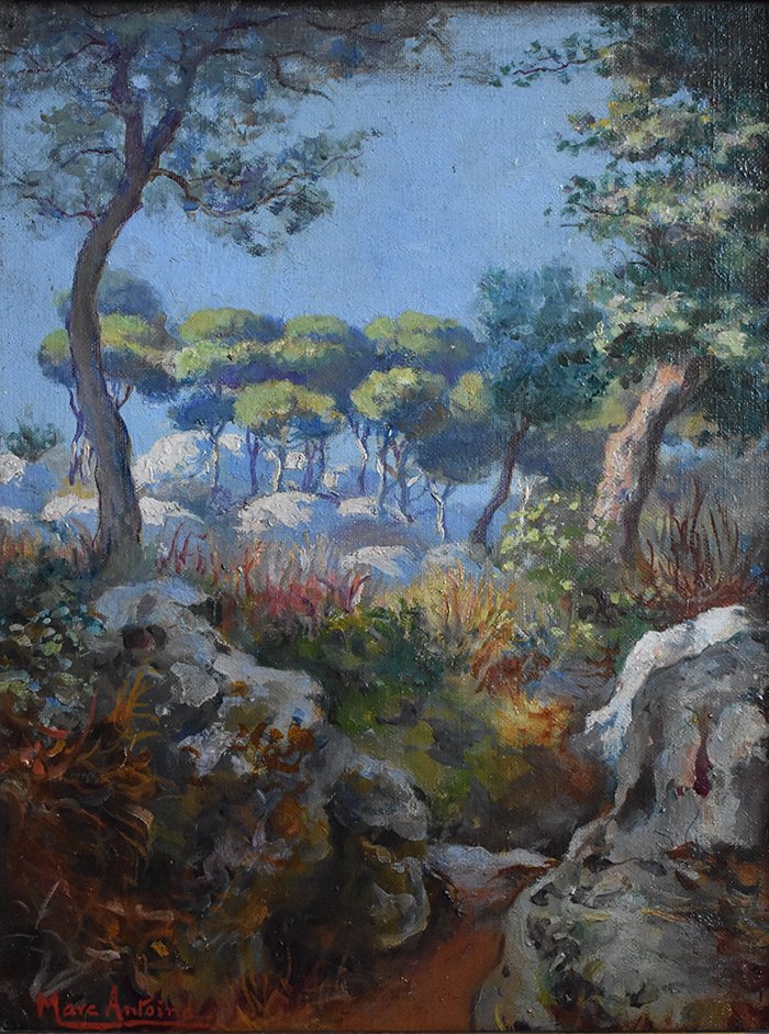 Oil Painting On Canvas By Marc Antoine, Landscape Painting By Beausoleil Near Monaco.-photo-2