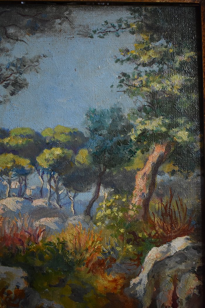 Peinture  Huile Sur Toile De Marc Antoine ,  Tableau  Paysage De Beausoleil Près De Monaco.-photo-1