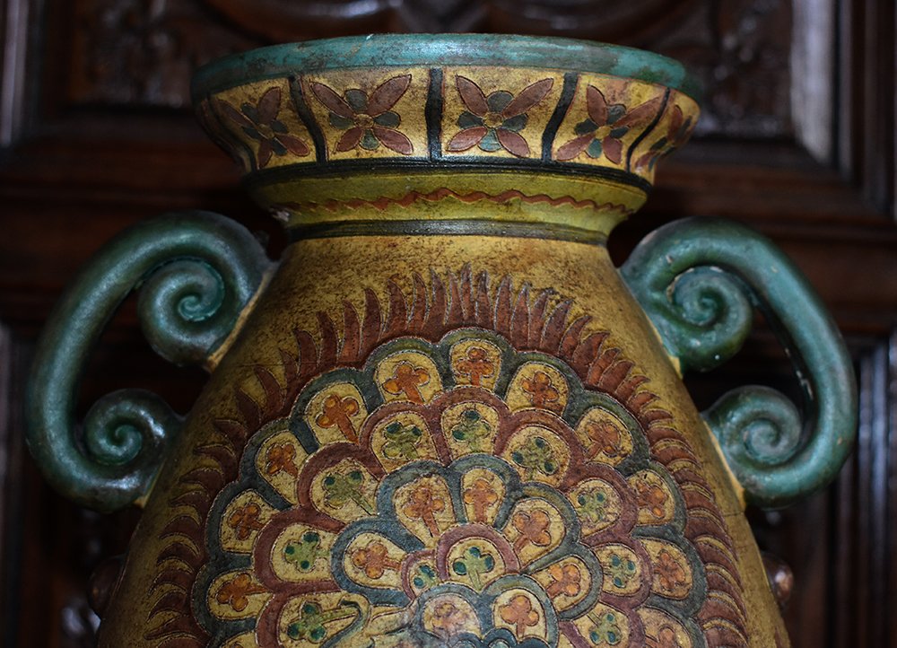 Large Ceramic Vase Montopoli Val d'Arno, Italy. Peacock Decor-photo-3