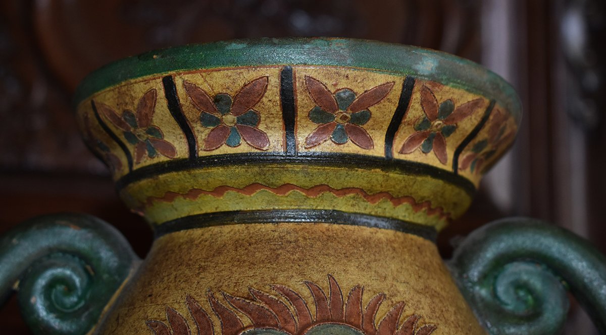 Large Ceramic Vase Montopoli Val d'Arno, Italy. Peacock Decor-photo-4