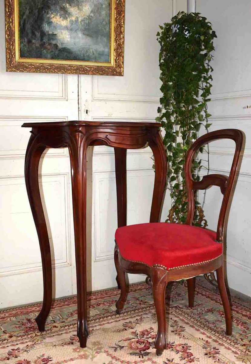 Console En Acajou d'époque Napoléon III , Meuble d'appui, dessus marbre blanc,  XIXème.-photo-3