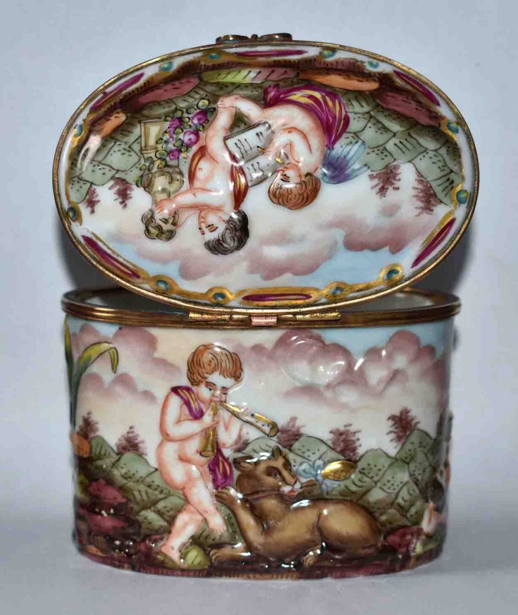 Coffret  à Bijoux En Porcelaine ,  Capodimonte, Naples, XIXème-photo-3