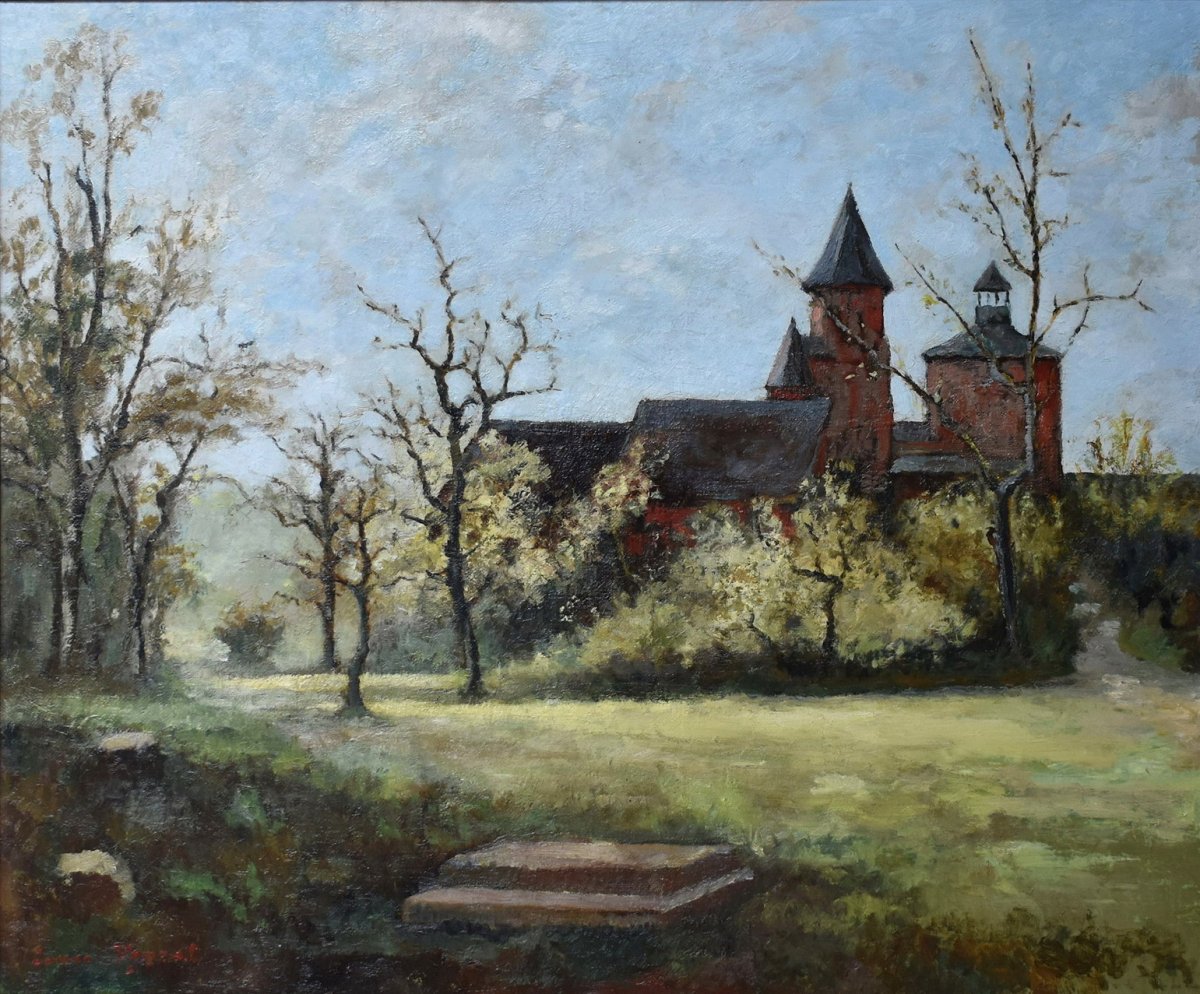 Louis Peyrat ( 1911-1999 ) . Huile Sur Toile De Collonges La Rouge En Corrèze 19 . église Saint Pierre.-photo-2