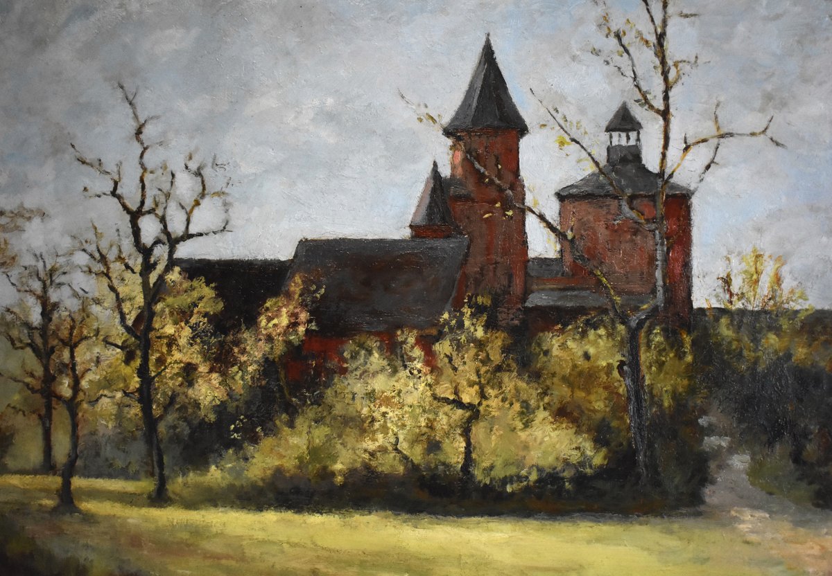Louis Peyrat ( 1911-1999 ) . Huile Sur Toile De Collonges La Rouge En Corrèze 19 . église Saint Pierre.-photo-4