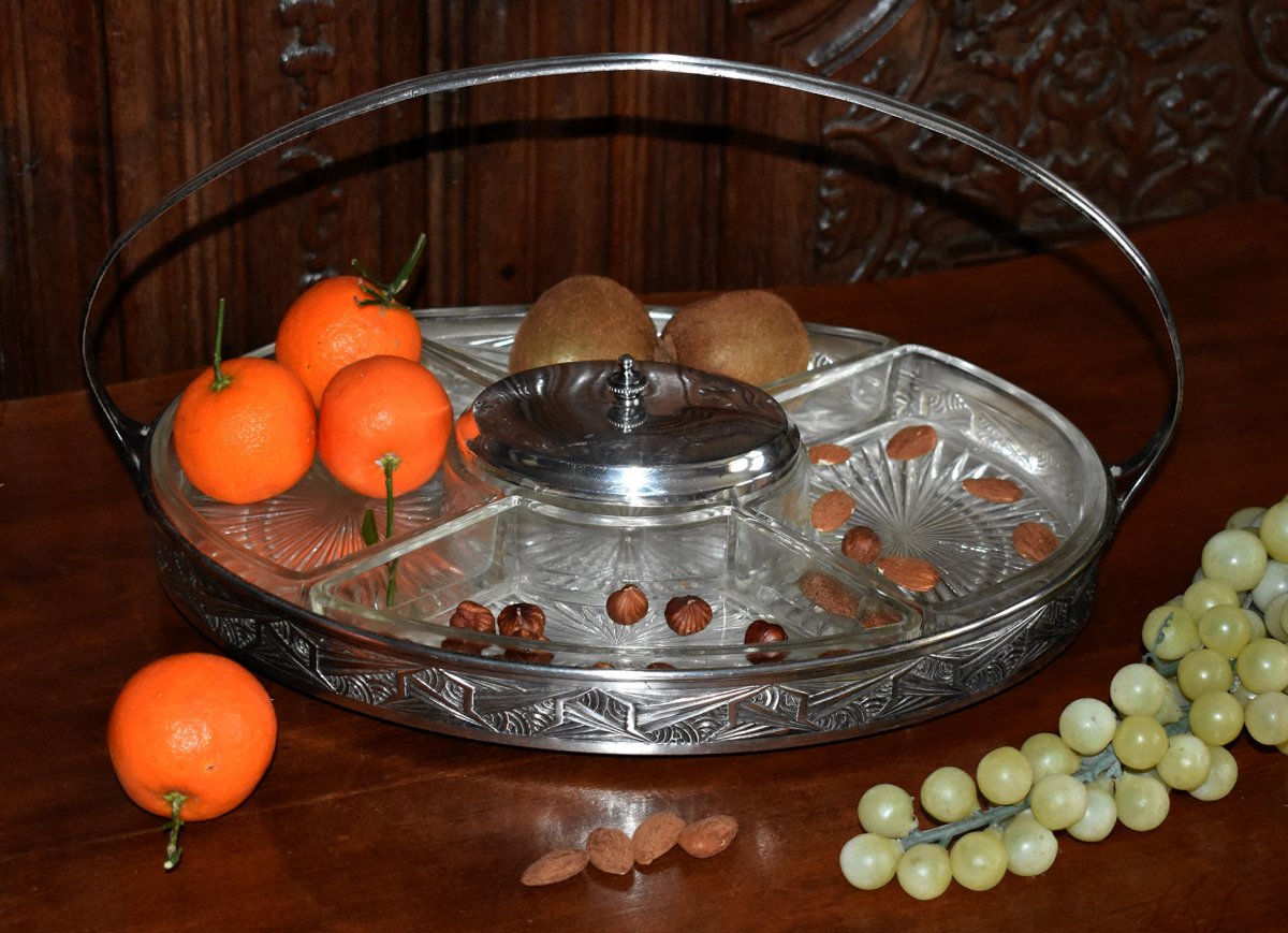 Plateau à Hors - d'Oeuvre, Serviteur De Table En Métal Argenté-photo-2