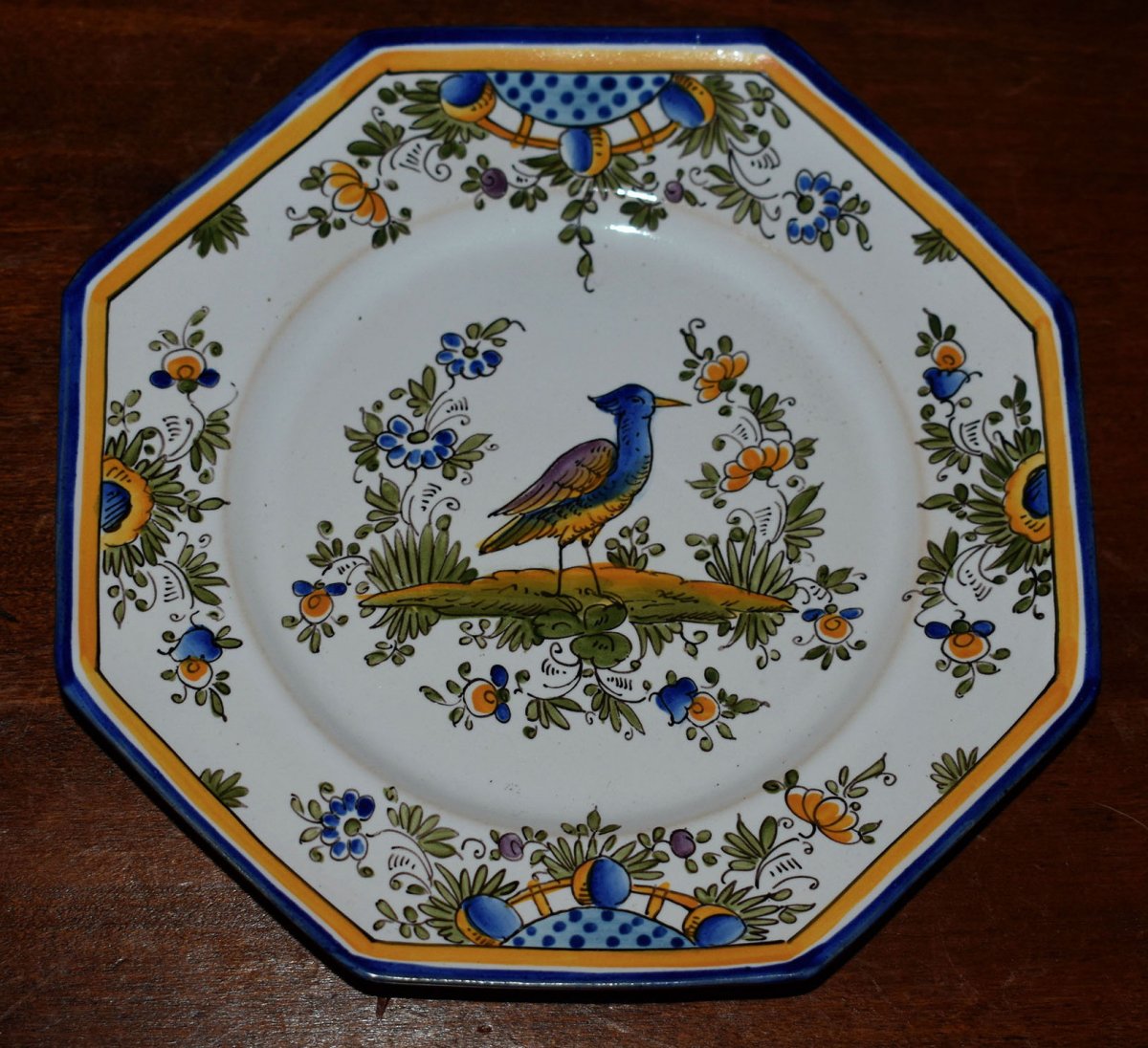 Alfred Renoleau  (1854-1930) Fa&iuml;ence  Angoul&ecirc;me. Suite De Huit Assiettes &agrave; Dessert D&eacute;cor Grands Oiseaux, Echassiers.-photo-4