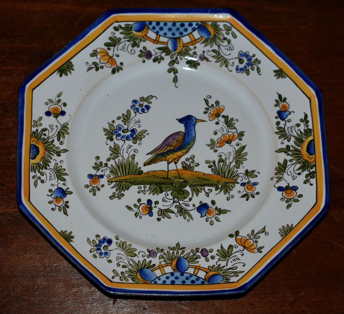 Alfred Renoleau  (1854-1930) Faïence  Angoulême. Suite De Huit Assiettes à Dessert Décor Grands Oiseaux, Echassiers.-photo-4