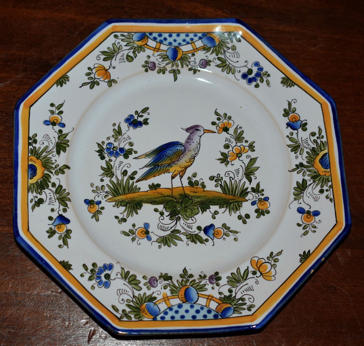 Alfred Renoleau  (1854-1930) Fa&iuml;ence  Angoul&ecirc;me. Suite De Huit Assiettes &agrave; Dessert D&eacute;cor Grands Oiseaux, Echassiers.-photo-3