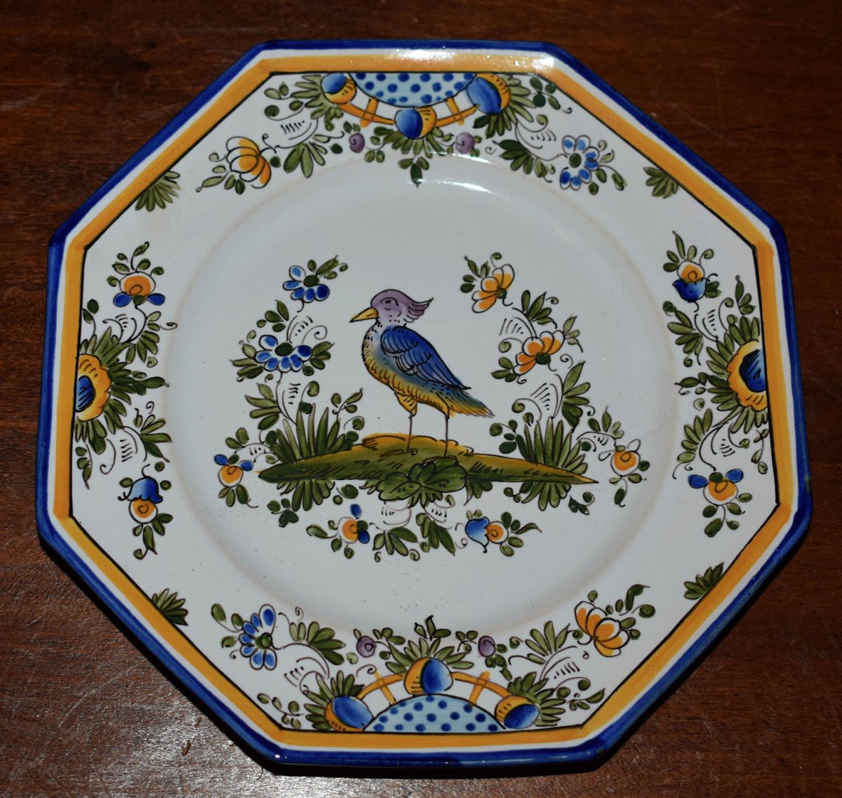 Alfred Renoleau  (1854-1930) Fa&iuml;ence  Angoul&ecirc;me. Suite De Huit Assiettes &agrave; Dessert D&eacute;cor Grands Oiseaux, Echassiers.-photo-4
