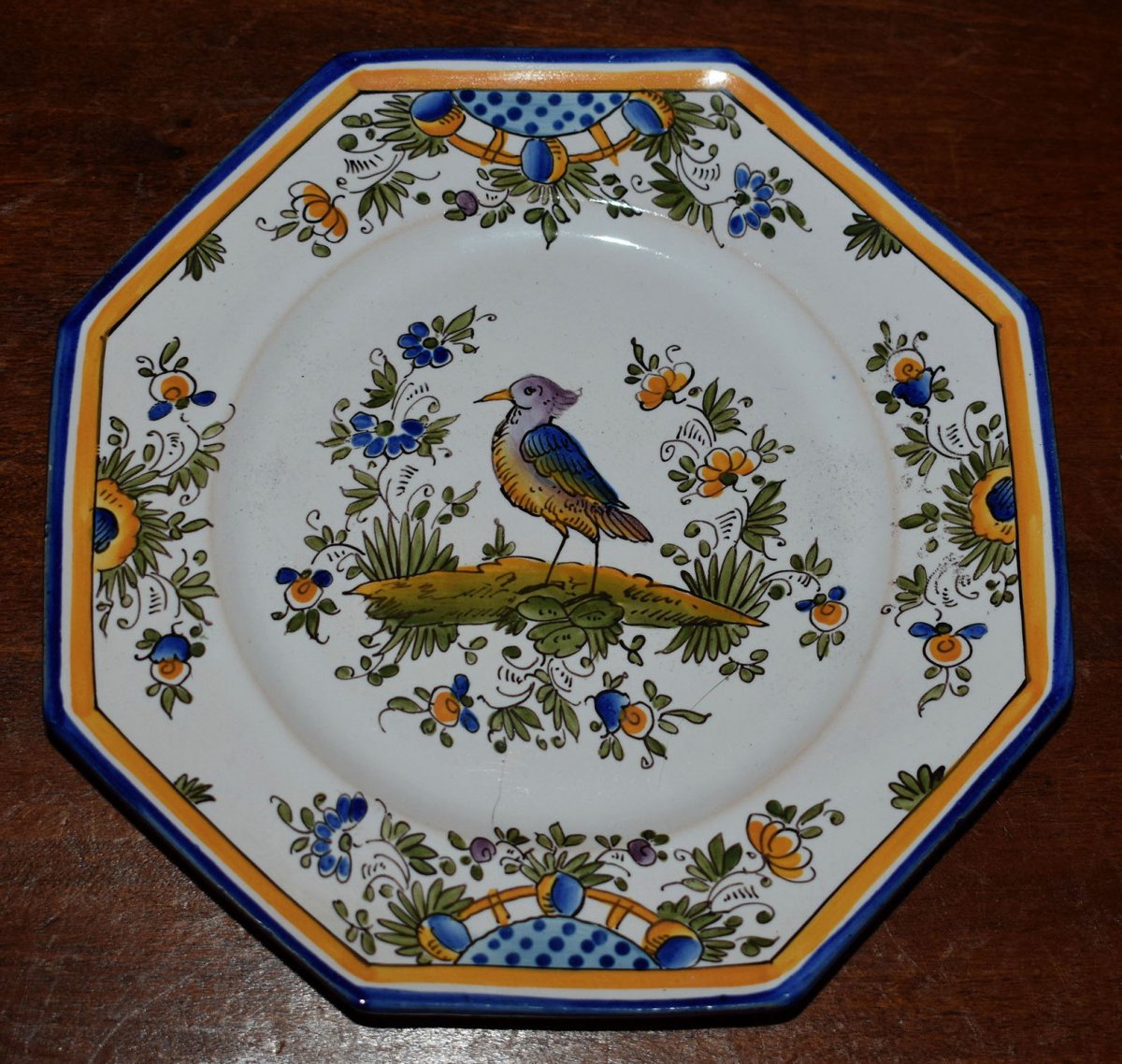 Alfred Renoleau  (1854-1930) Fa&iuml;ence  Angoul&ecirc;me. Suite De Huit Assiettes &agrave; Dessert D&eacute;cor Grands Oiseaux, Echassiers.-photo-5