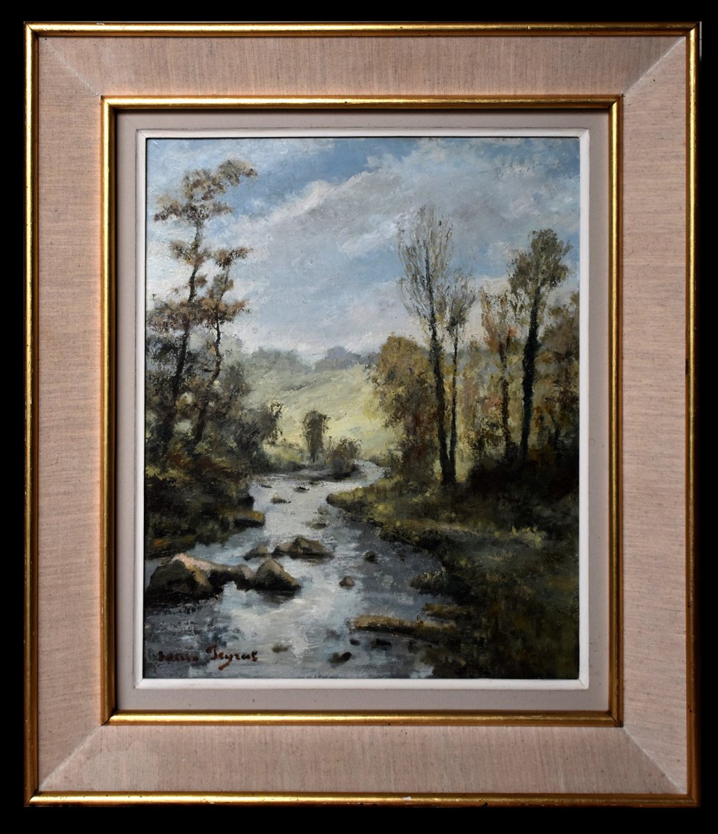 Table Landscape Creuse Valley, Oil On Canvas River.