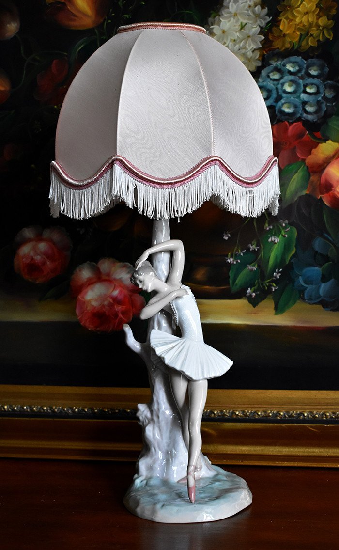 Lampe  Ballerine En Porcelaine, Colombine par Fulgencio Garcia pour Lladro.-photo-3