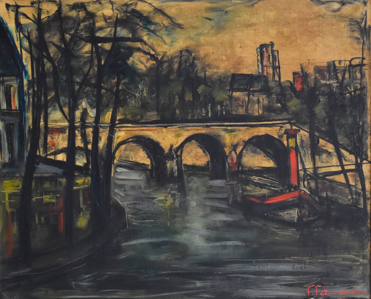 Limoges, François Faucher (1906-1985), Vue d'Un Pont Sur La Seine , Artiste Peintre Limousin. -photo-3