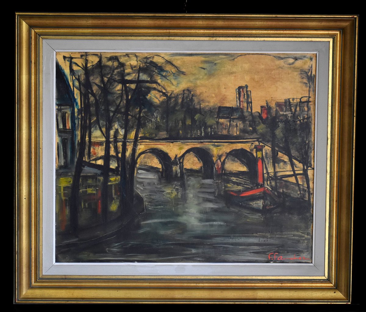 Limoges, François Faucher (1906-1985), Vue d'Un Pont Sur La Seine , Artiste Peintre Limousin. -photo-2