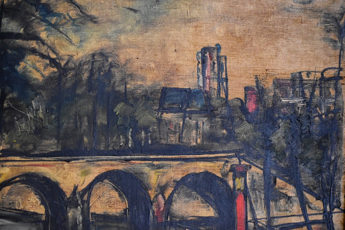 Limoges, François Faucher (1906-1985), Vue d'Un Pont Sur La Seine , Artiste Peintre Limousin. -photo-2