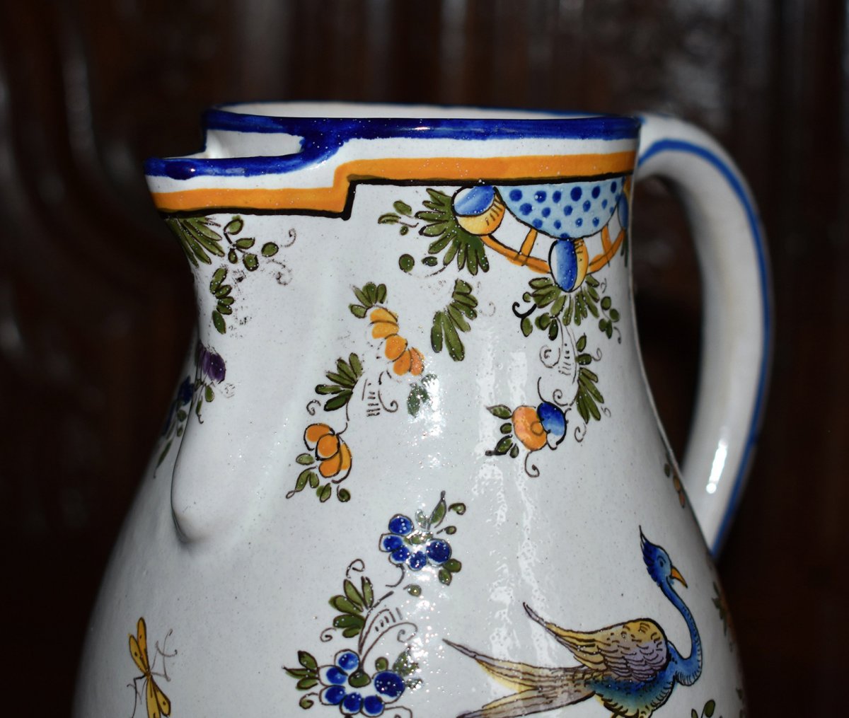 Alfred Renoleau Angoulème (1854-1930). Earthenware Pitcher Decor With Waders, Large Birds.-photo-5