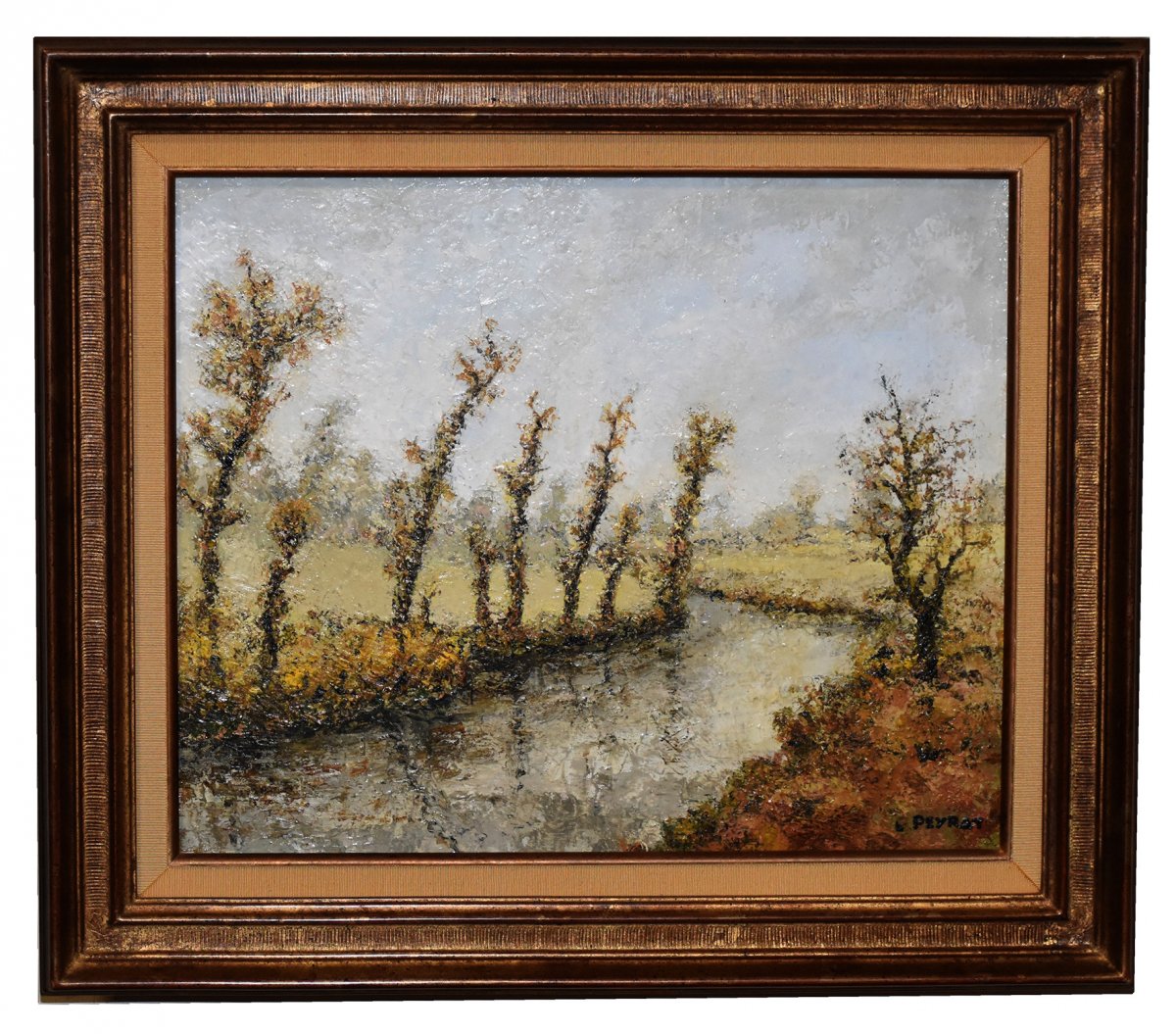 Louis  Peyrat (1911-1999) .  huile sur toile  encadrée intitulée : paysage corrézien 1969.