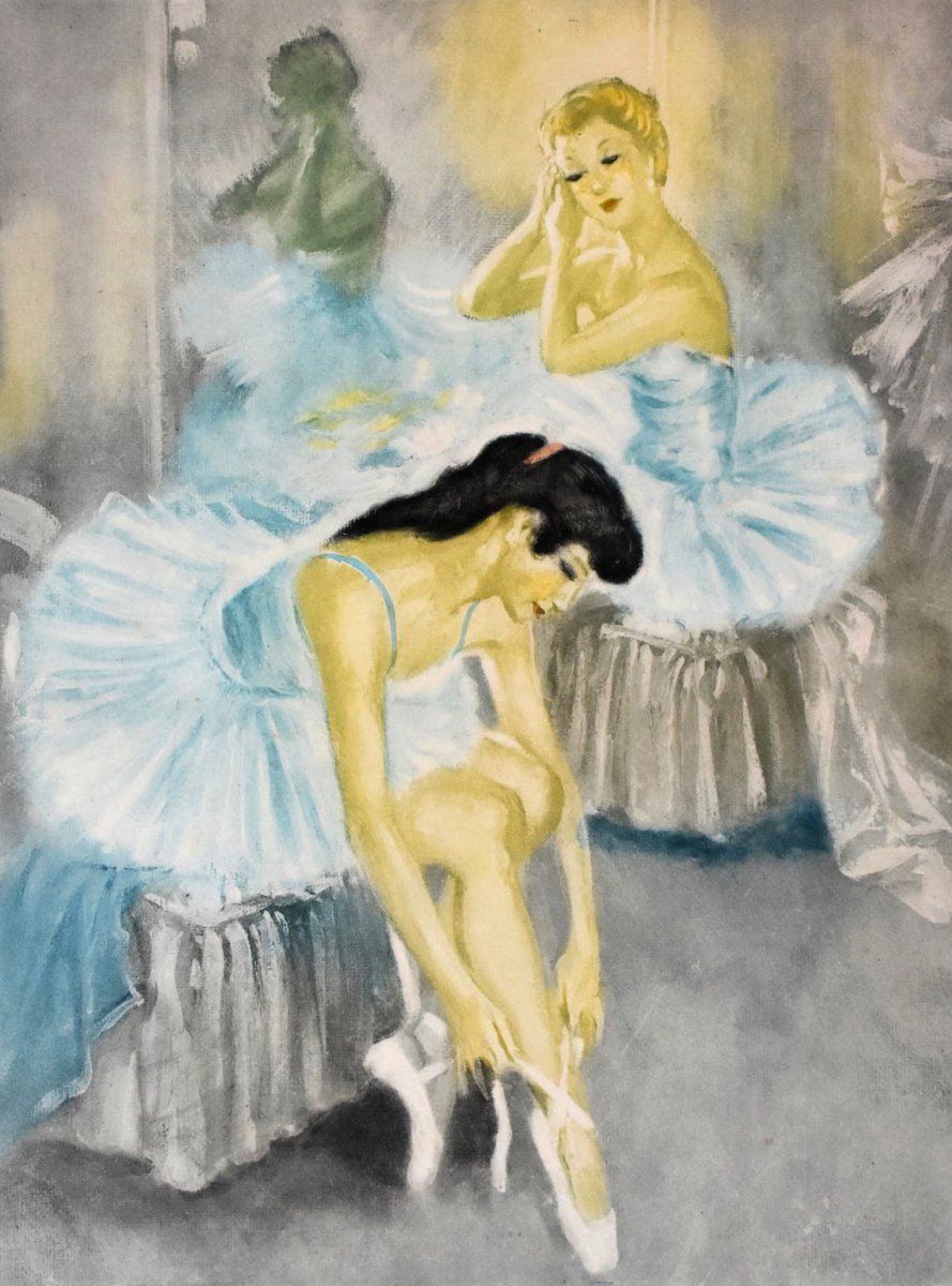Eugène Leliepvre, Danseuses Classiques, Jeunes Femmes Se Préparant Pour Ballet Classique. Lithographie signée.