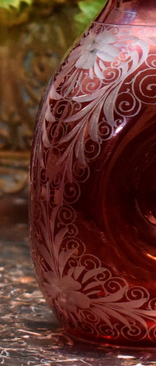 Ruby Red Carafe, Cut Bohemian Crystal.-photo-5