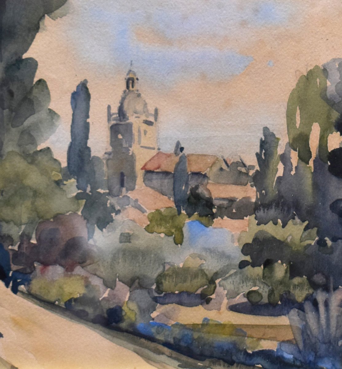 René Emile Durand - Roy (1894-1970) Aquarelle De Saint-Fort-Sur-Gironde,  Eglise Saint Fortunat-photo-3