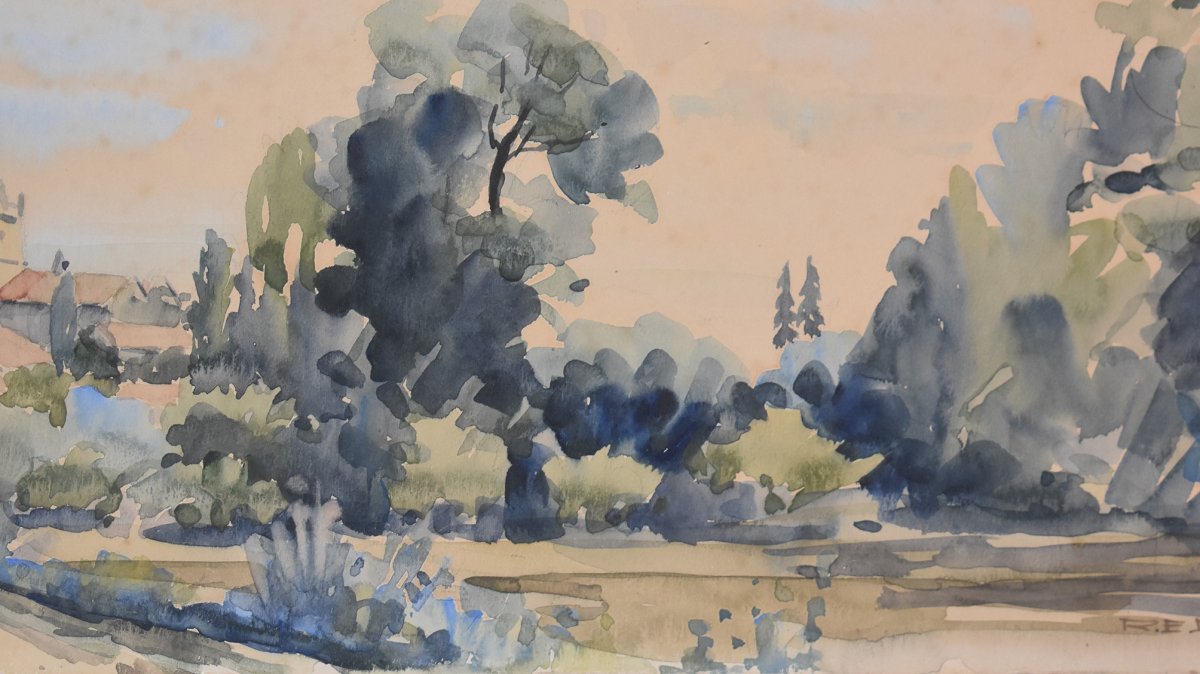 René Emile Durand - Roy (1894-1970) Aquarelle De Saint-Fort-Sur-Gironde,  Eglise Saint Fortunat-photo-4