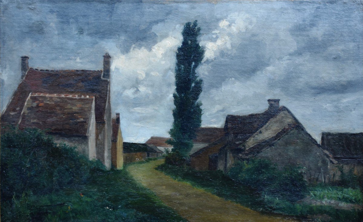 Paysage Vue De Village,  Campagne, Tableau  Encadré Signé L .tournier ?-photo-2