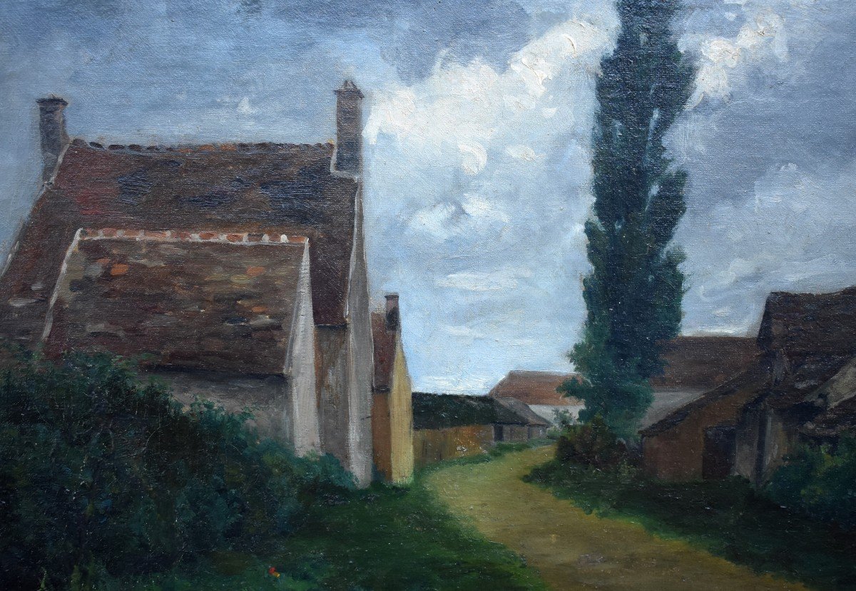 Paysage Vue De Village,  Campagne, Tableau  Encadré Signé L .tournier ?-photo-3