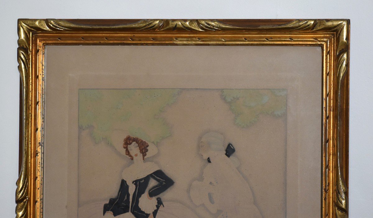 Sylvain Sauvage (1888-1948) Félix Roy, Artist's Proof In Watercolor, Scène Galante.-photo-2