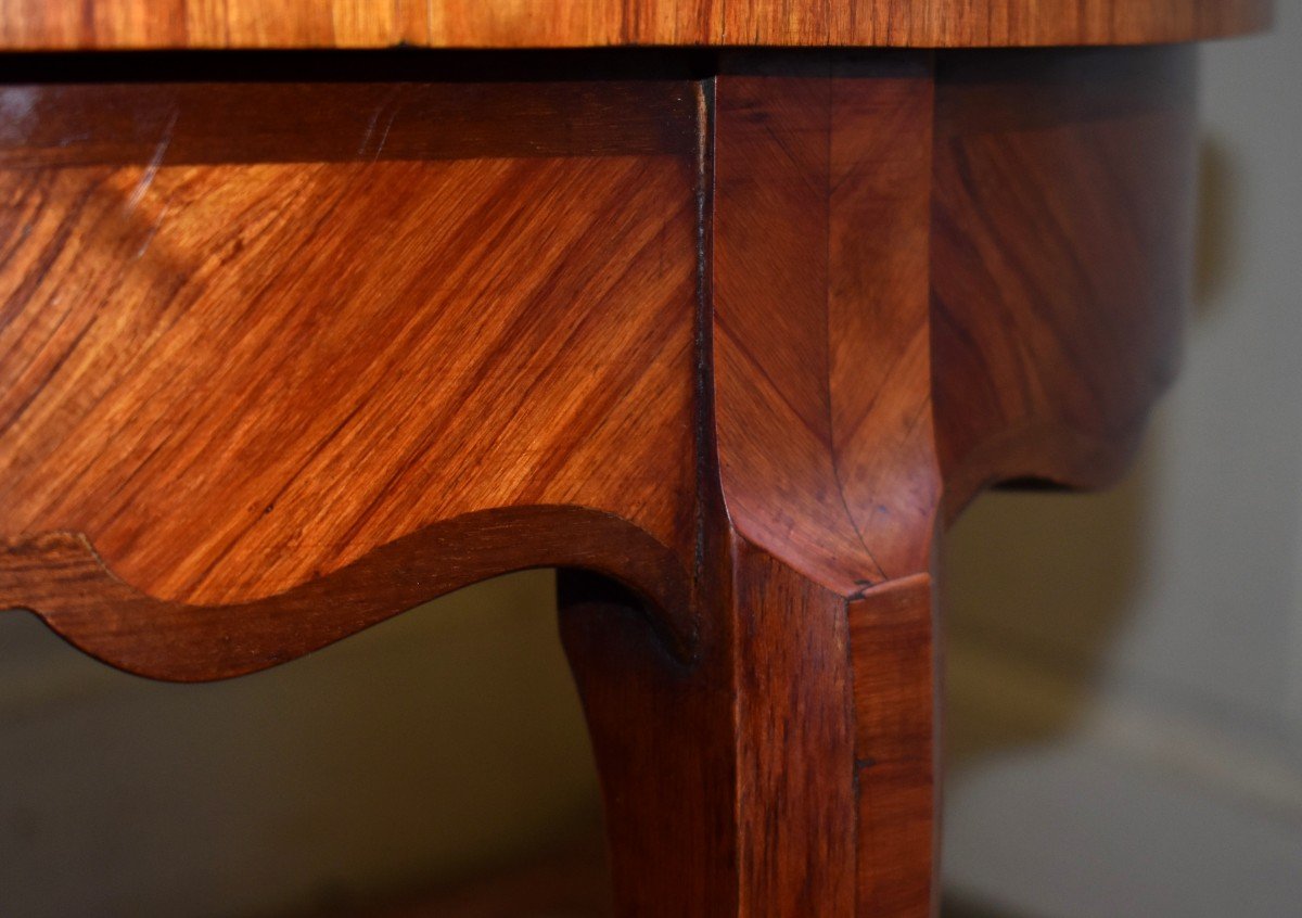 Salon Pedestal In Marquetry Of Sun, Middle Coffee Table. Louis XV Style.-photo-3