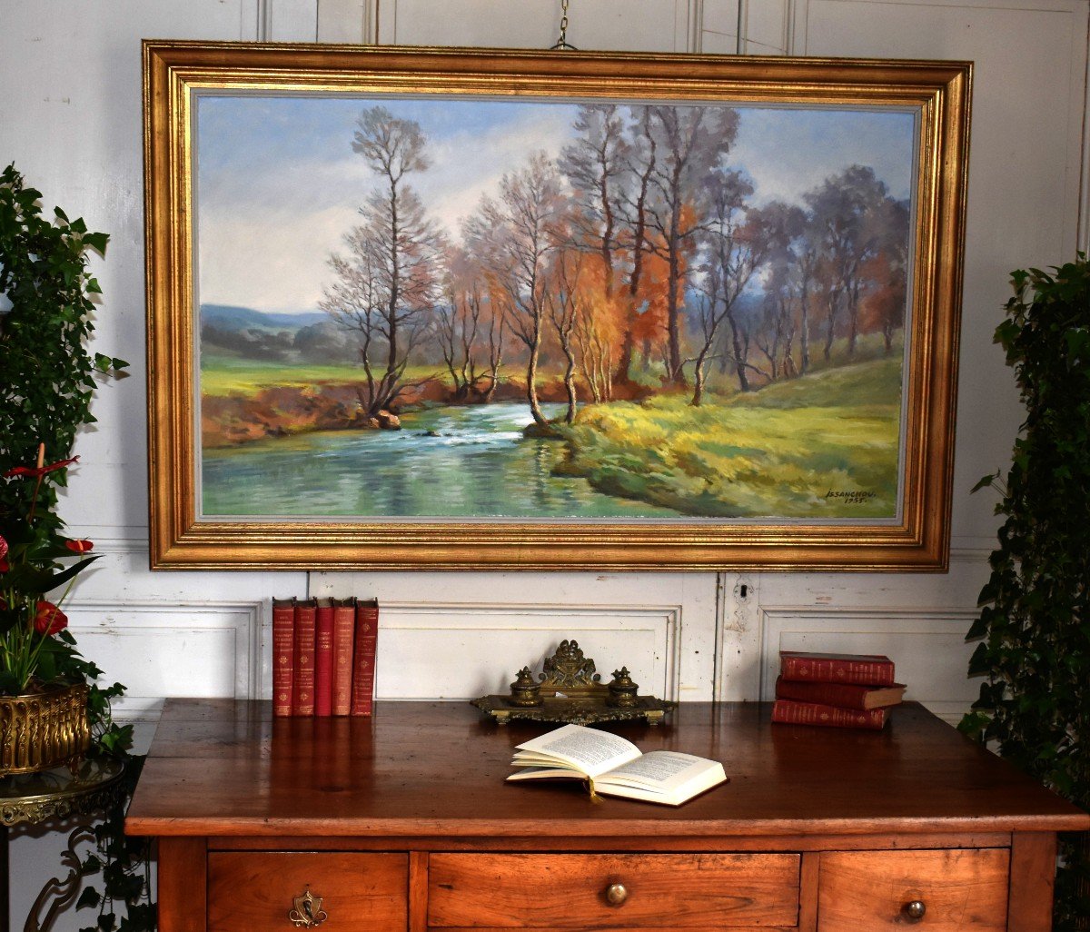 Jean Baptiste Issanchou (1875-1960), Emailleur, Céramiste, Peintre Limougeaud , Paysage Limousin,  école de Crozant.-photo-2