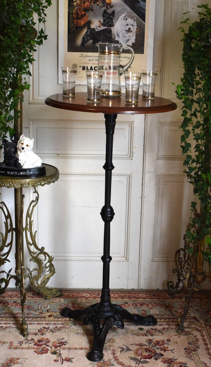 Table de bistrot " mange - debout " , Guéridon porte plantes.  meuble métier vintage-photo-3