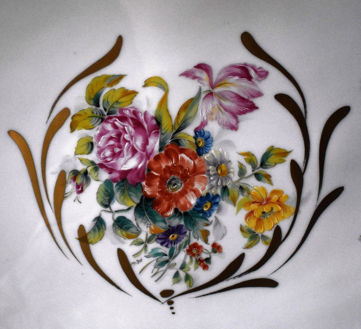 Large Soup Tureen And Its Sleeping Dish In Limoges Porcelain, Floral Decor.-photo-4