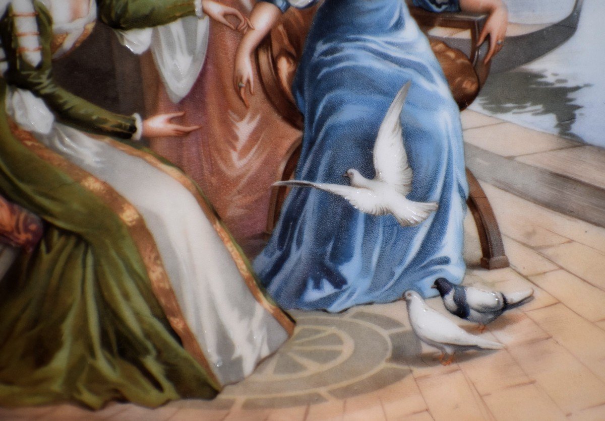 Collection Plate In Decorative Porcelain From Limoges, Period 1929. 3 Graces Decor.-photo-4