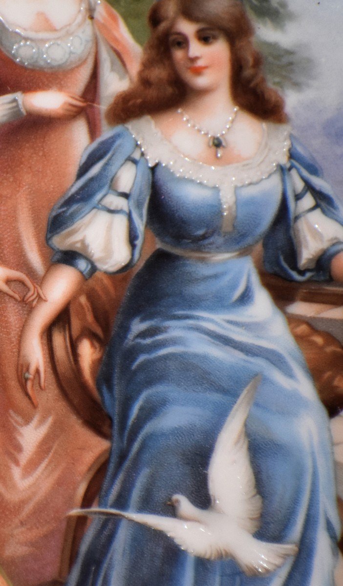 Collection Plate In Decorative Porcelain From Limoges, Period 1929. 3 Graces Decor.-photo-1