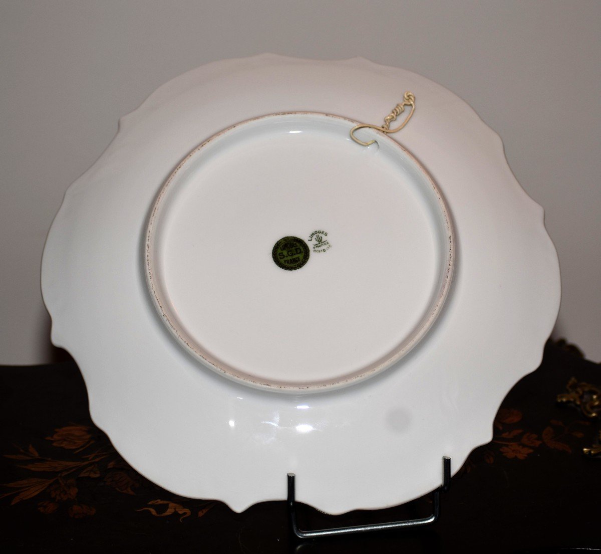 Collection Plate In Decorative Porcelain From Limoges, Period 1929. 3 Graces Decor.-photo-2
