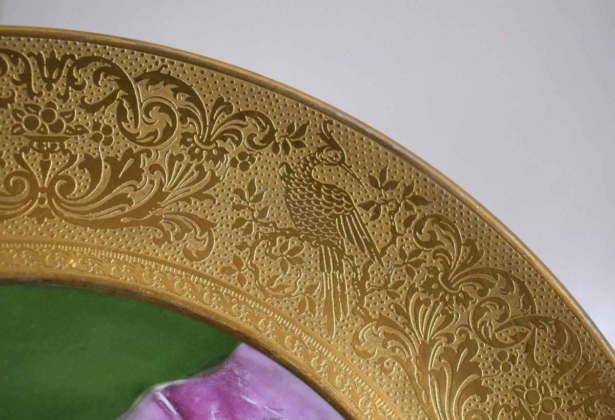 Limoges, Decorative Porcelain Plate, Decorative Dish With Double Gold Inlay.-photo-1