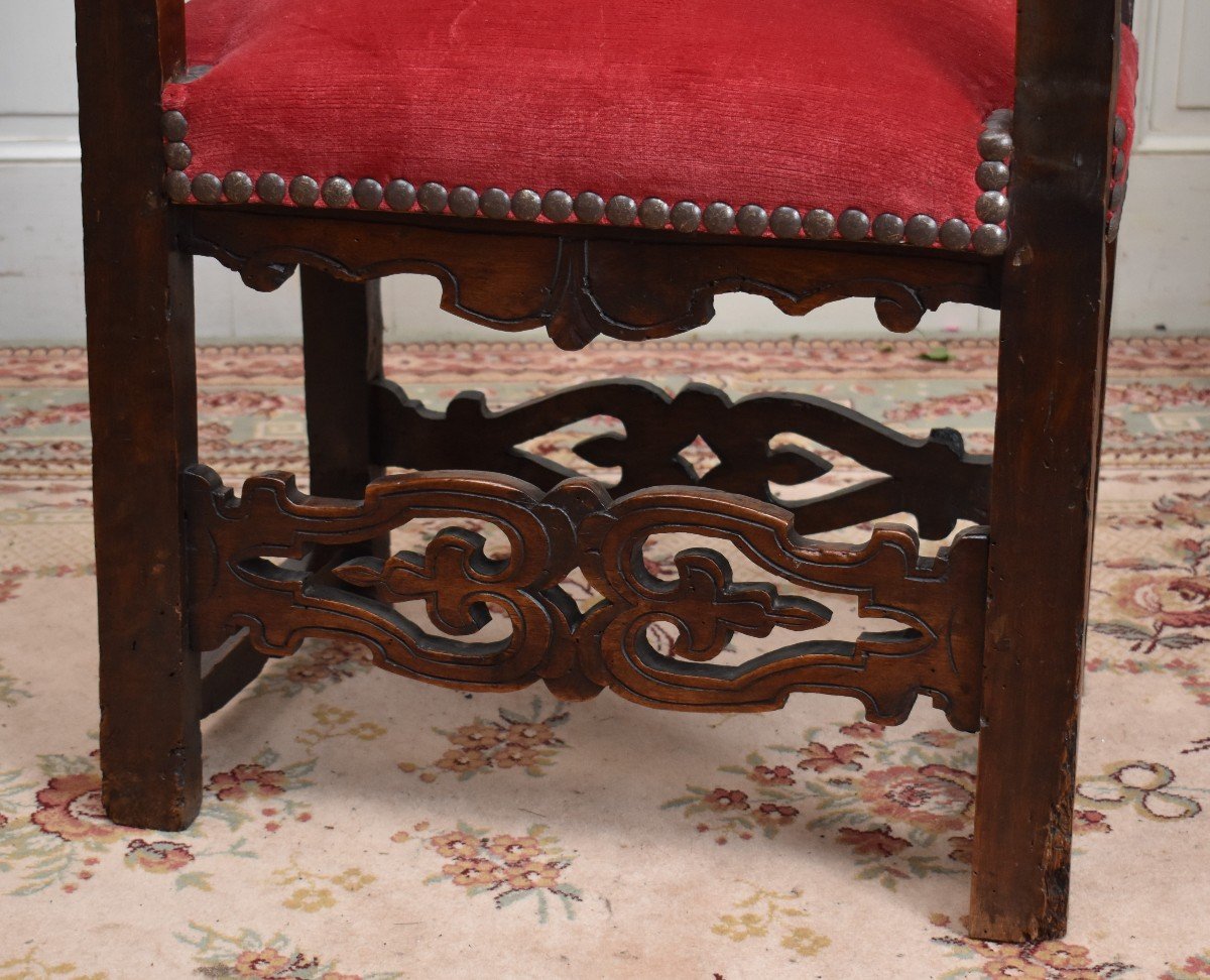 Fauteuil, Chaise à Bras En Noyer , Espagne XVII eme. Renaissance Espagnole.-photo-1