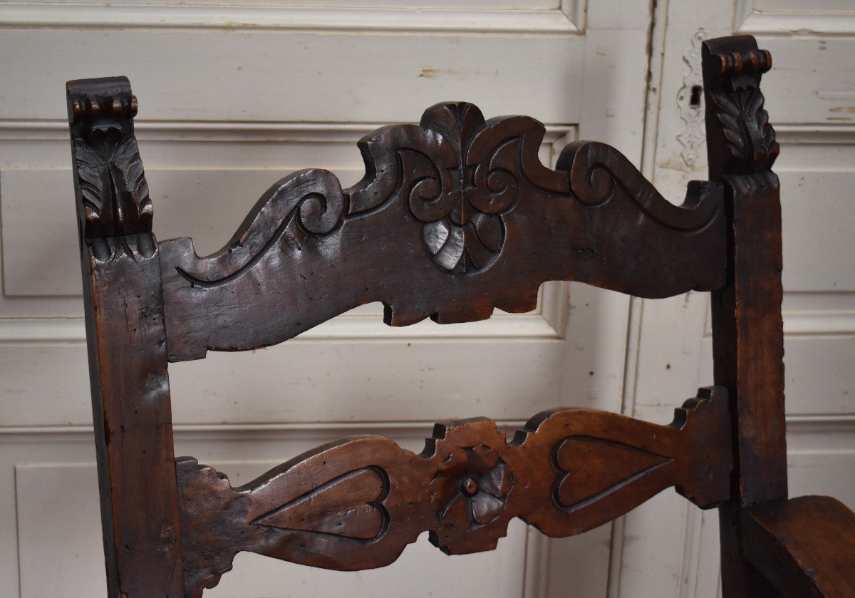 Fauteuil, Chaise à Bras En Noyer , Espagne XVII eme. Renaissance Espagnole.-photo-3