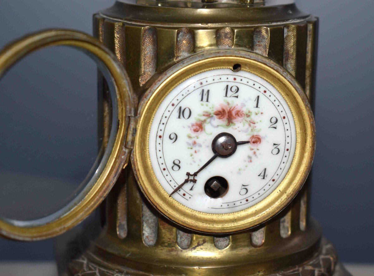 Clock Topped With A Bronze Statue, Rooster Clock. XIXth Century.-photo-5