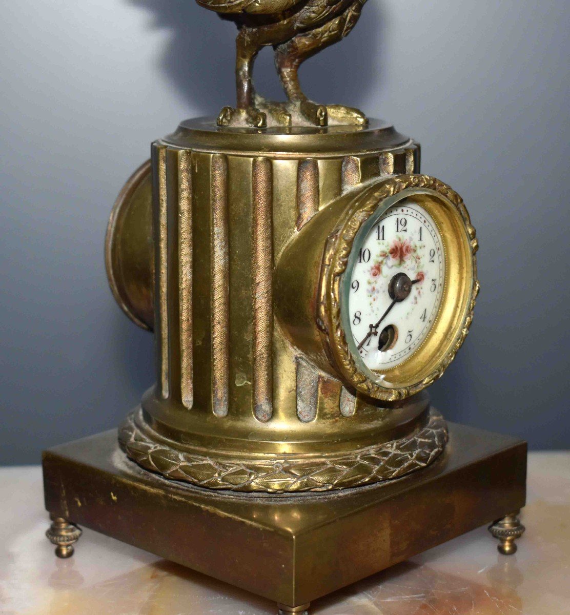Clock Topped With A Bronze Statue, Rooster Clock. XIXth Century.-photo-6