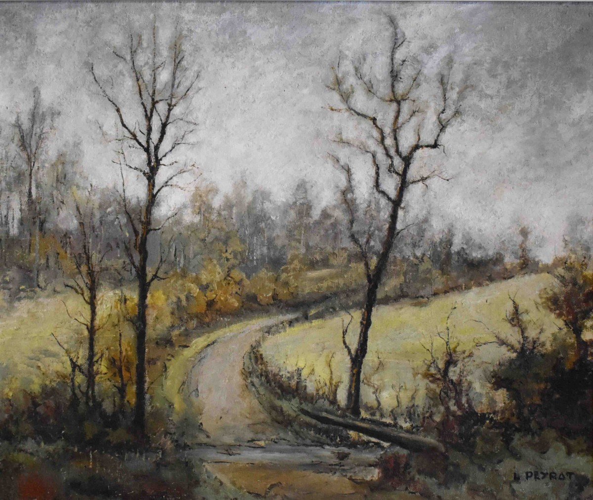 Louis Peyrat (1911-1999). Landscape Painting, Small Country Road.-photo-4