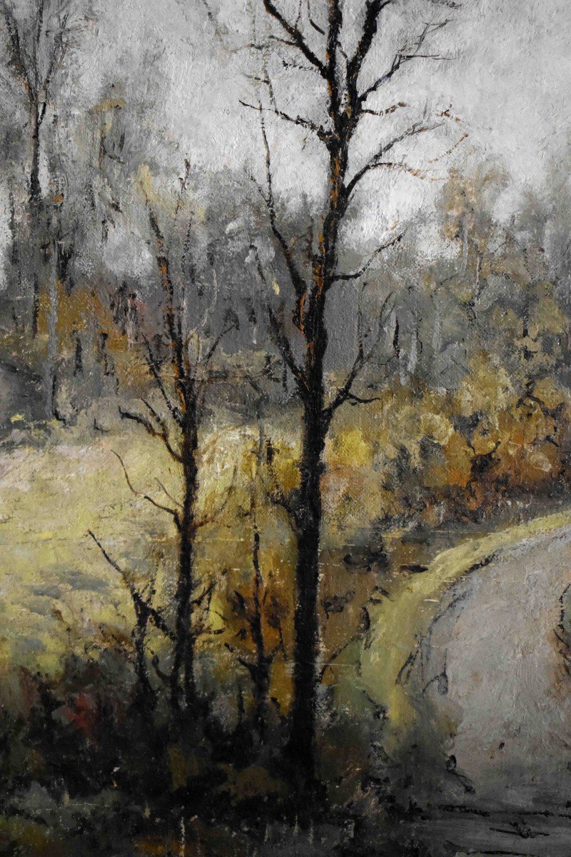 Louis Peyrat (1911-1999). Landscape Painting, Small Country Road.-photo-4