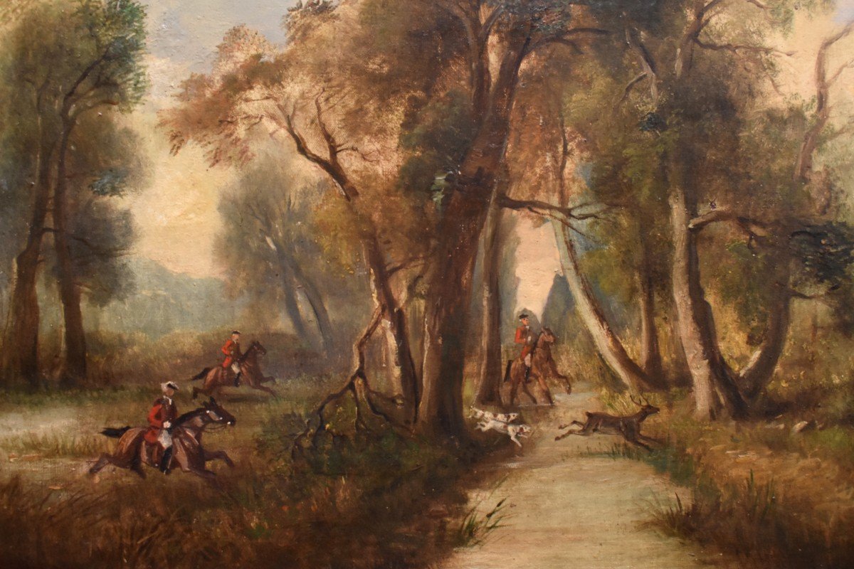 Alban Dulac (xixth-xxth) French School, Scene De Venerie, Chasse à Courre. Stag Hunted.-photo-3